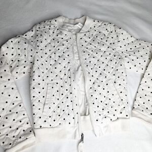 Girls White Polka Dot Quilted Jacket